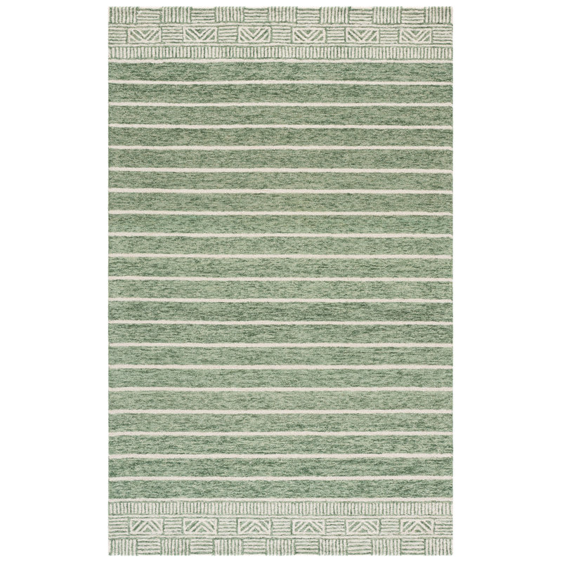 Metro 678 touffeté à la main 80% laine; Tapis rayé 20% coton, Rectangle 3' x 5'