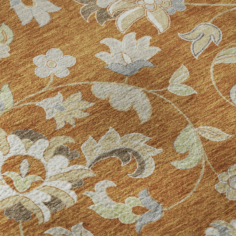 Tapis floral Goulven AMF1006 lavable à la machine de qualité supérieure, Rectangle 10 pi x 14 pi