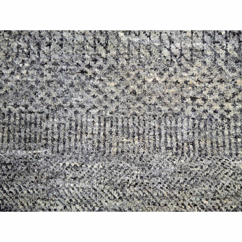 12'x12' Krypton Gray Hand Knotted Modern Grass Design Square Oriental Rug 7C4586384C9642A49B3EEE06F1E4DF65