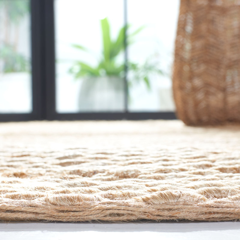 Branddon Natural Fiber Hand Woven Jute Rug, Rectangle 8' x 10'