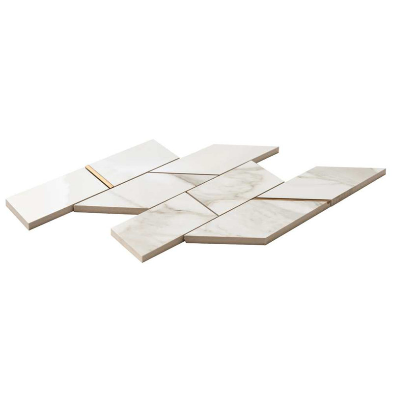 Stately Avenue 11" x 12" Porcelain Marble Look Tile, Gold