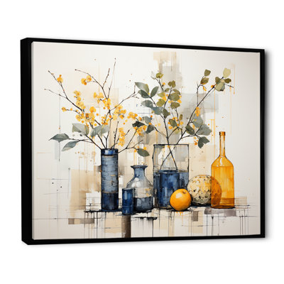 Bleu et jaune agrume Boho Pottery II - Boho Pottery, art mural