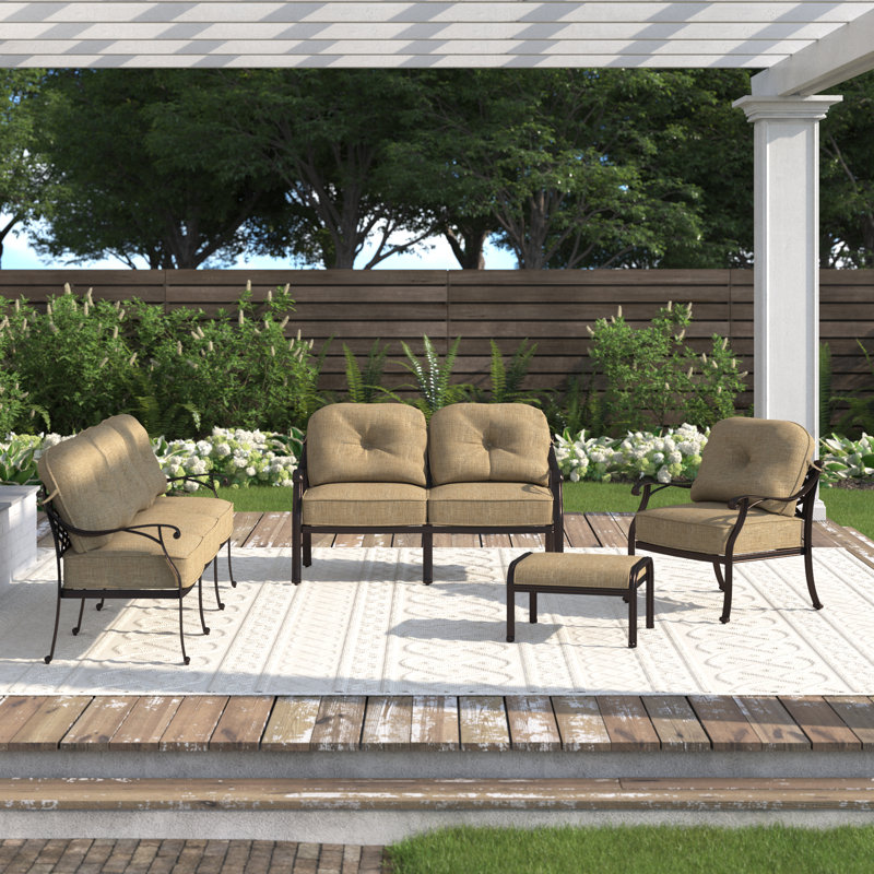 Frazee 4-Piece Patio Deep Seating Group with Seat and Back Cushions