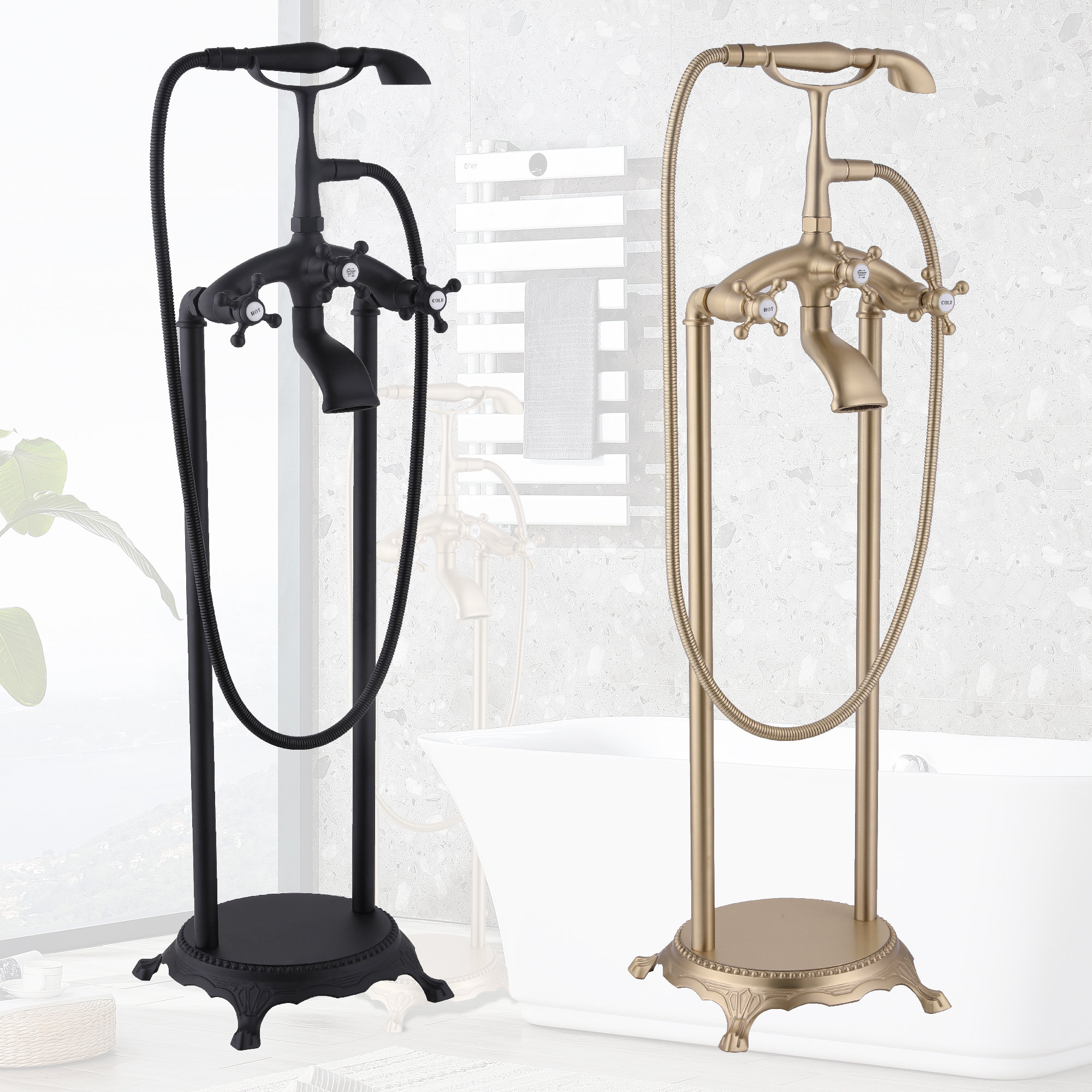 CASAINC Robinet De Baignoire Autoportant à Poignée Simple