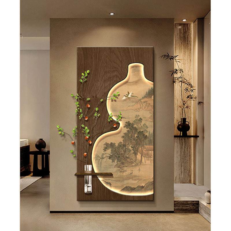 Décoration murale rétro en grès avec pot à fleurs hydroponique, H 55,12 po x l 27,56 po x P 1,97 po