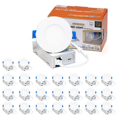 3" Ultra-Slim Selectable CCT Remodel or New Construction IC LED Canless Recessed Lighting Kit(24Pack)