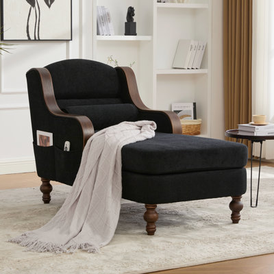 Oversized Chaise Lounge Chair with Wide Seat, Upholstered Sleeper Armchair with Storage Pockets, High Back Reading Sofa for Living Room and Bedroom by Darby Home Co