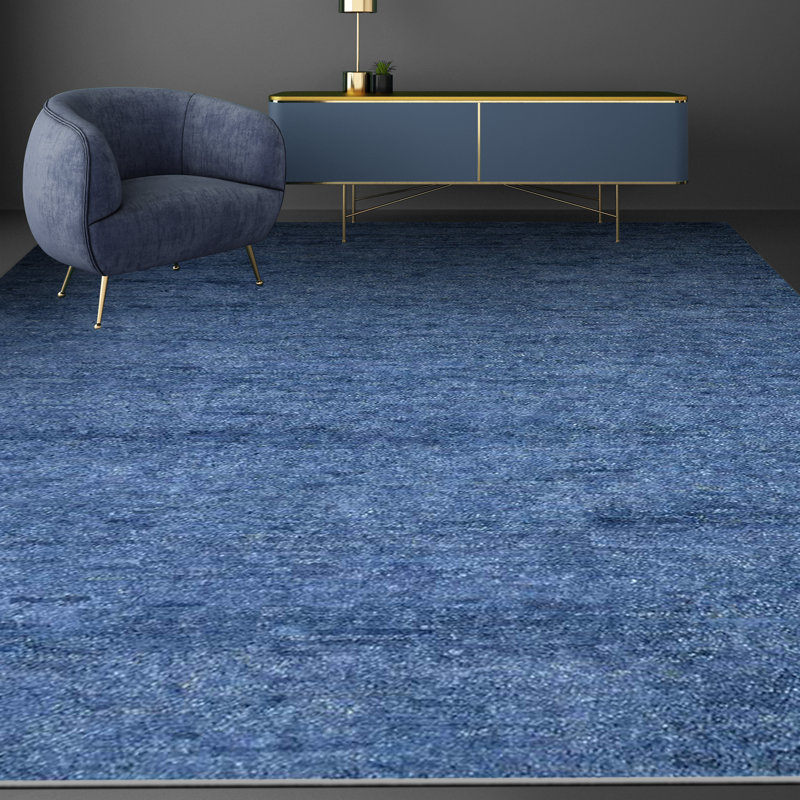 Moroccan Wool Area Rug in Navy