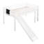 Lit mezzanine simple blanc avec escalier et tableau noir - bois massif pour une chambre à coucher élégante, structure en pin, glissade, plaisir