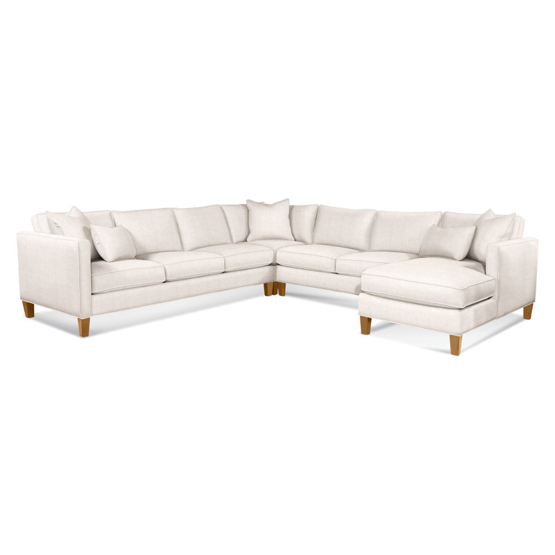Canapé modulaire de coin de 122 po Lenox, Orienté à droite, Miel, Coton blanc uni ‑ 0302-91