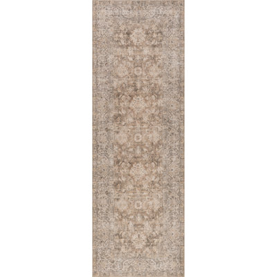 Jeccica Distressed Vintage Medallion Jute Blend Polyester Area Rug