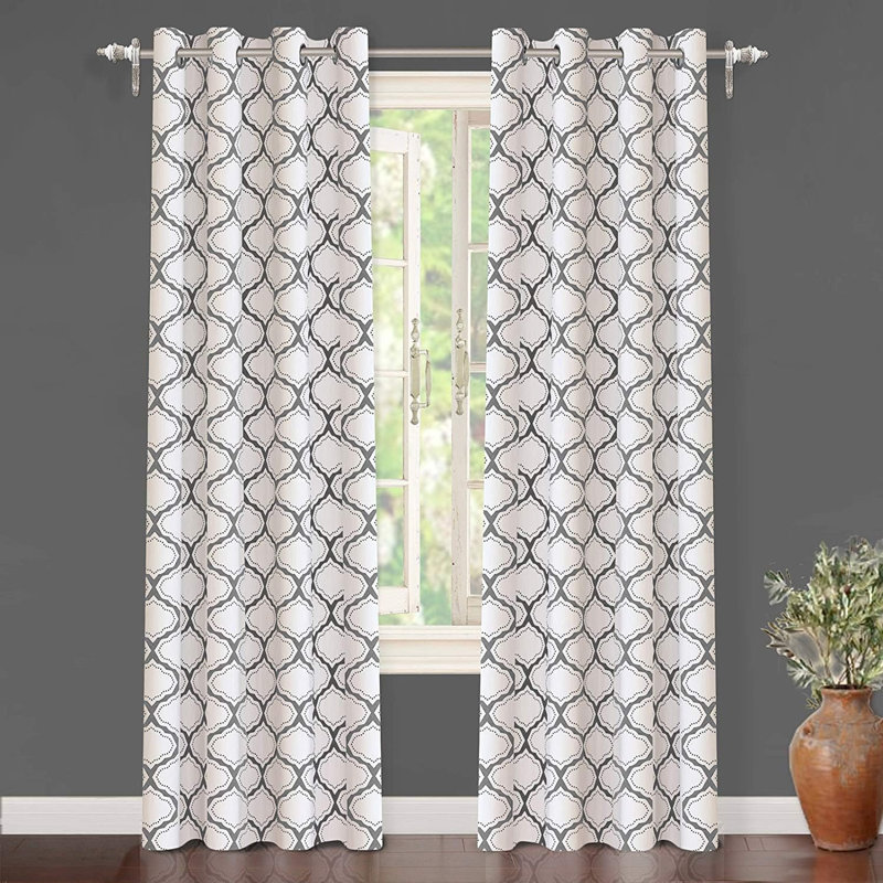 Hornung Moroccan Geometric Boho Curtains for Living Room Bedroom Farmhouse Semi Blackout Room Darkening Patterned Drapes 2 Panel Set