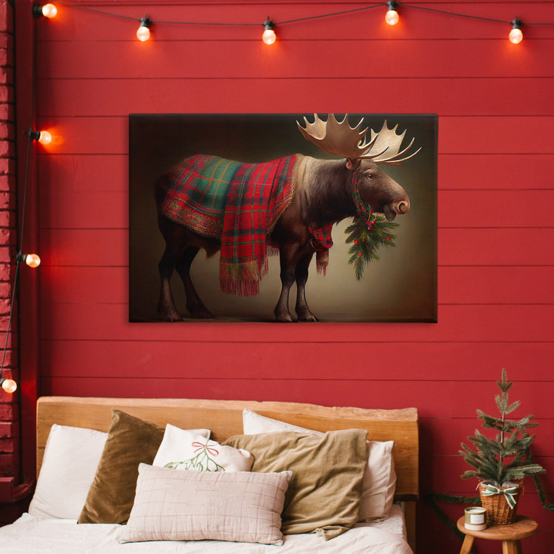 Orignal festif avec toile écossaise, design par Sasha, H 24 po x l 36 po
