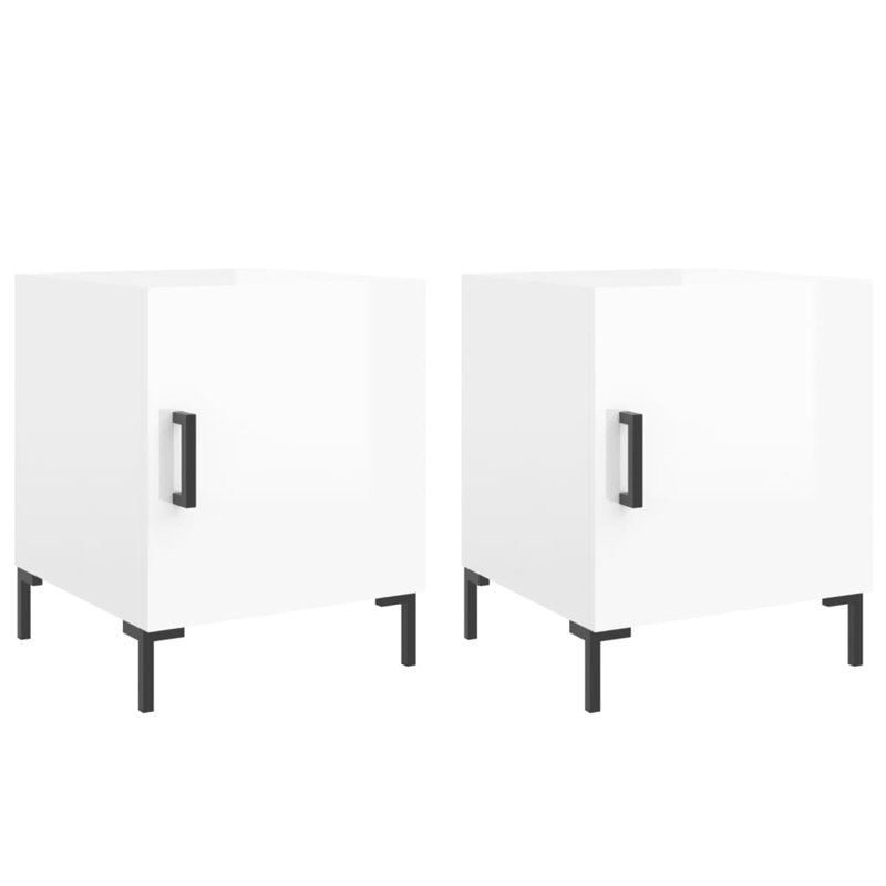 Menpal 40cm W Iron Bedside Table, High Gloss White