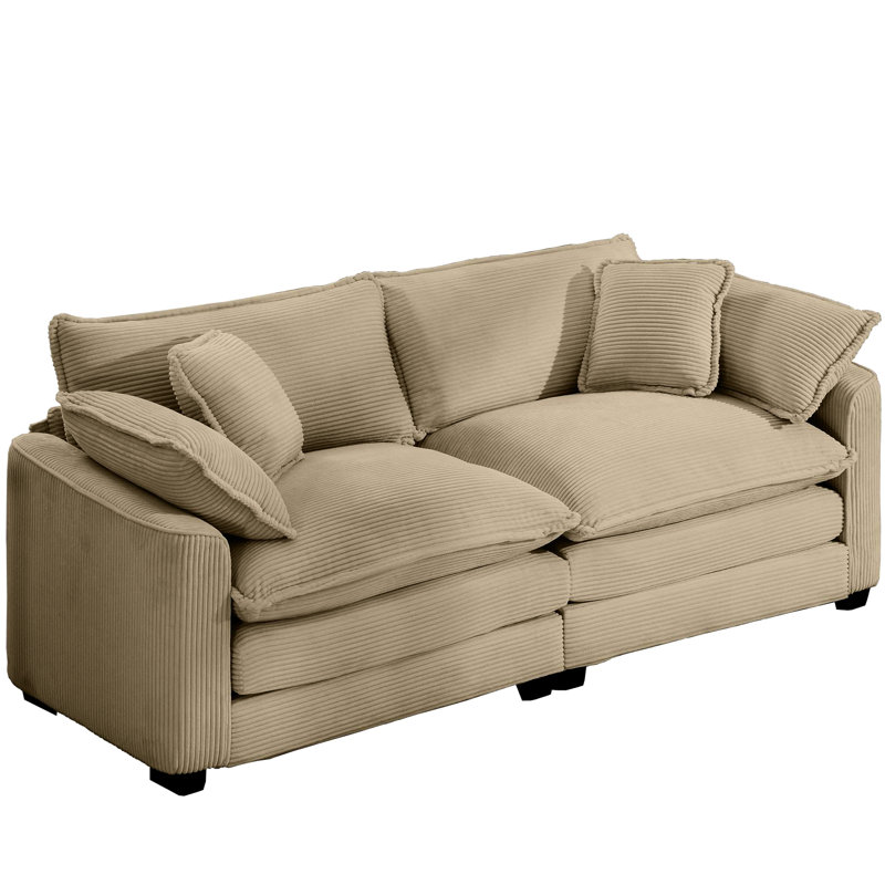 Velours côtelé brun clair pour les appartements, avec 4 coussins, offrant un endroit confortable pour asseoir les clubs, y compris l'ambiance chic