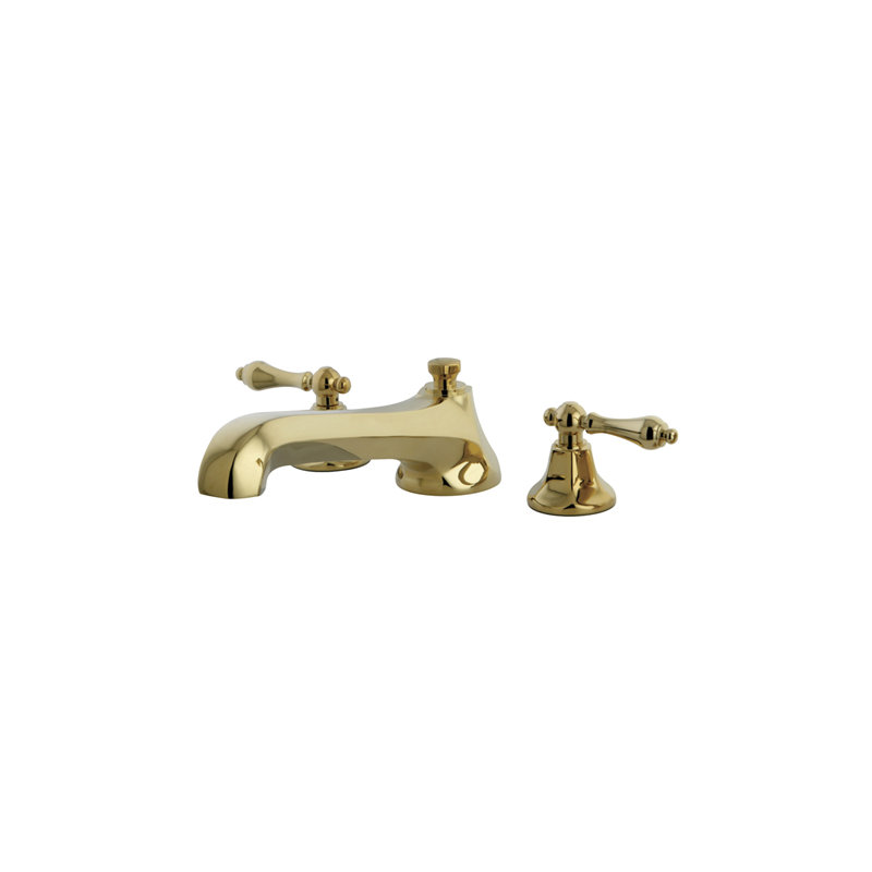Kingston Brass Metropolitan Two-Handle 3-Hole Deck Mount Roman Tub Faucet, Polished Brass