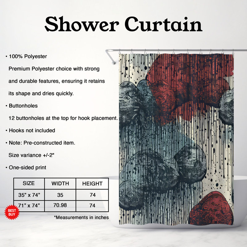 Rideau de douche Rainy Brushwork - Premium, H 74 po x l 71 po