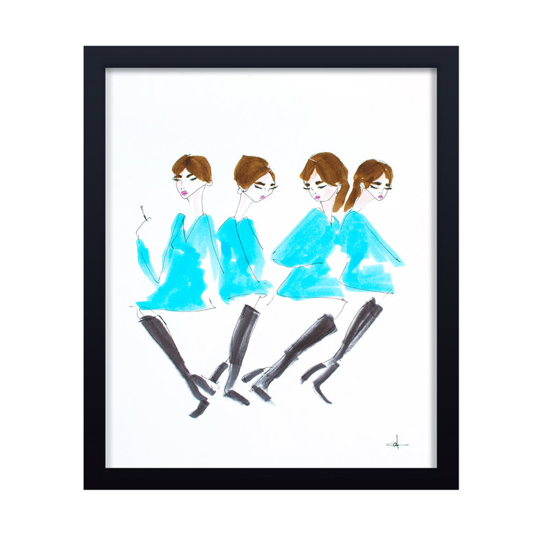 'Mod Models' Framed Print Wall Art, 16" H x 12" W x 1.125" D, Framed Print, Black