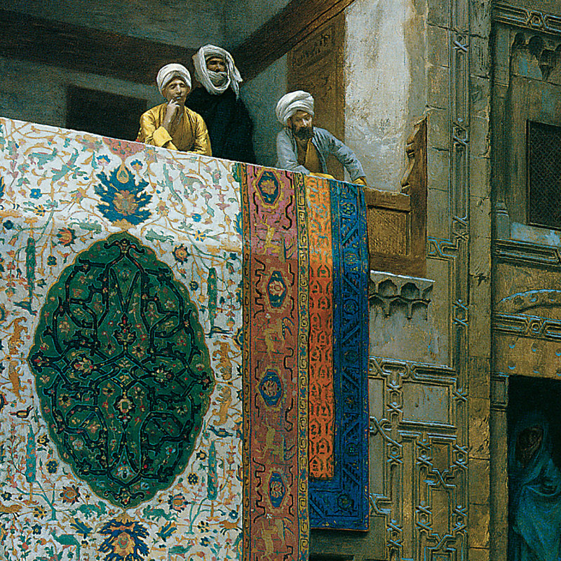 «The Carpet Merchant, 1887» par Jean-Lon Grme, reproduction d'art encadrée, H 38,5 po x l 31 po x P 1,75 po