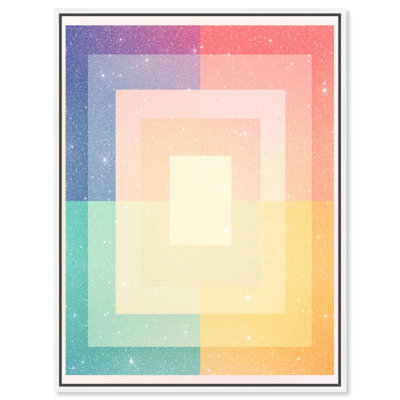 Oliver Gal Neon Geo V Abstract - Diamond Dust Framed Canvas Art