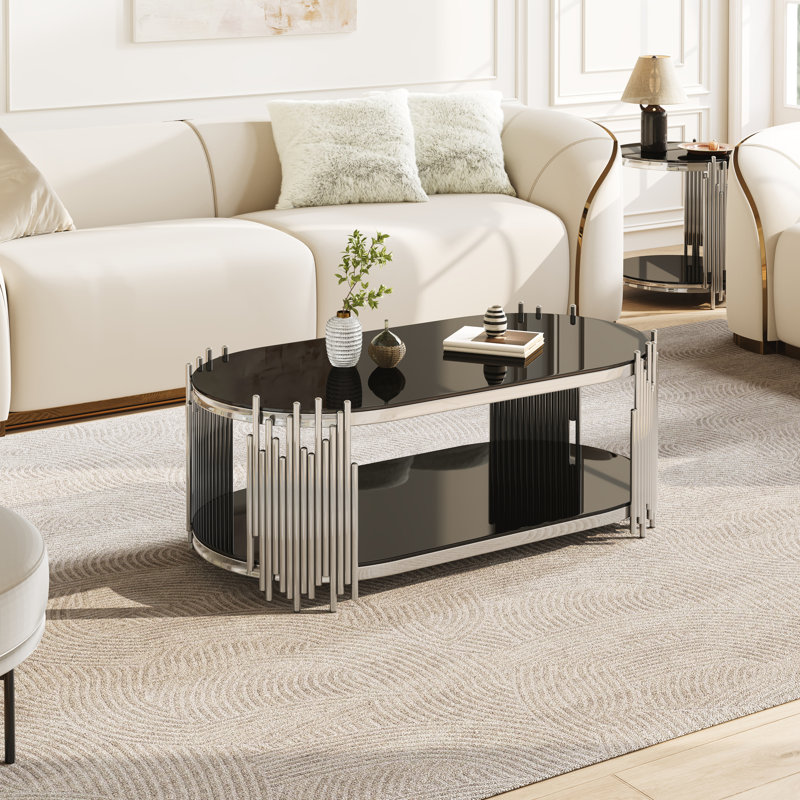 Table basse Sanders Luxury, Black/Silver