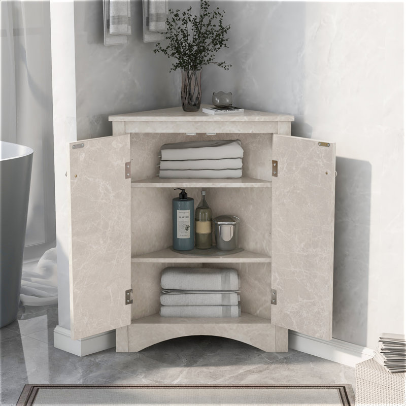 Wingman Freestanding Bathroom Cabinet, White Marble