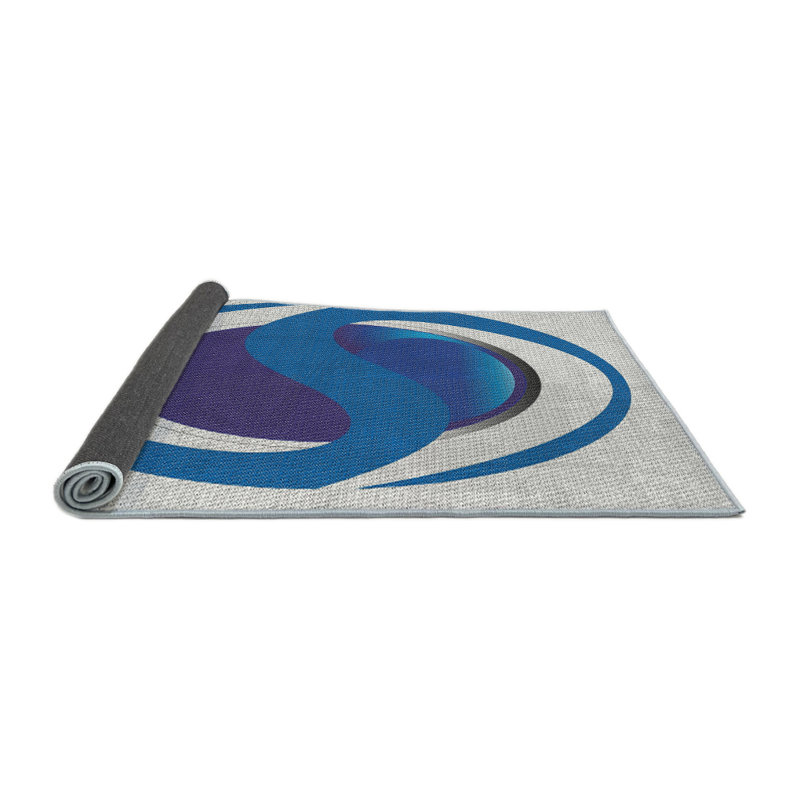 Tapis rose/bleu à motifs, Rond 5 pi