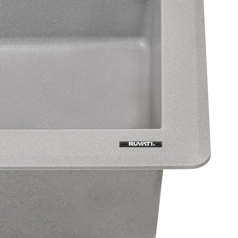 Ruvati 33 x 22 inch epiGranite Drop-in Topmount Granite Composite Quartz Single Bowl Kitchen Sink, Gray