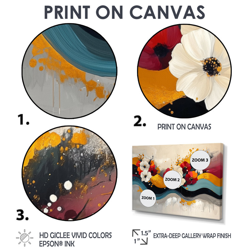 Art mural blanc pour le salon, H 12 po x l 20 po, Cadre flottant, Noir