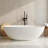 KISRAIS 65"x30" Solid Surface Freestanding Soaking Bathtub-116788123