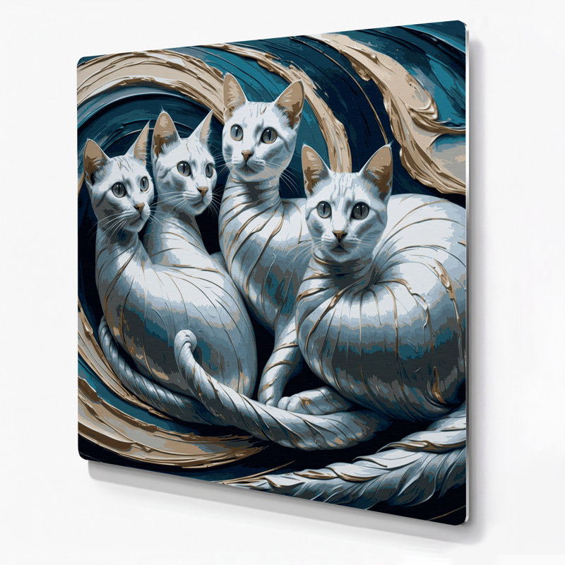 Cats Korat, art mural gris en métal, H 8 po x l 8 po