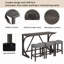 Ensemble de table de bar 4 pièces avec prise de courant, ensemble de table de bar et de chaises, ensemble de table de bar avec 3 tabourets rembourrés pour le salon, la salle à manger et la salle de jeux-1338510948