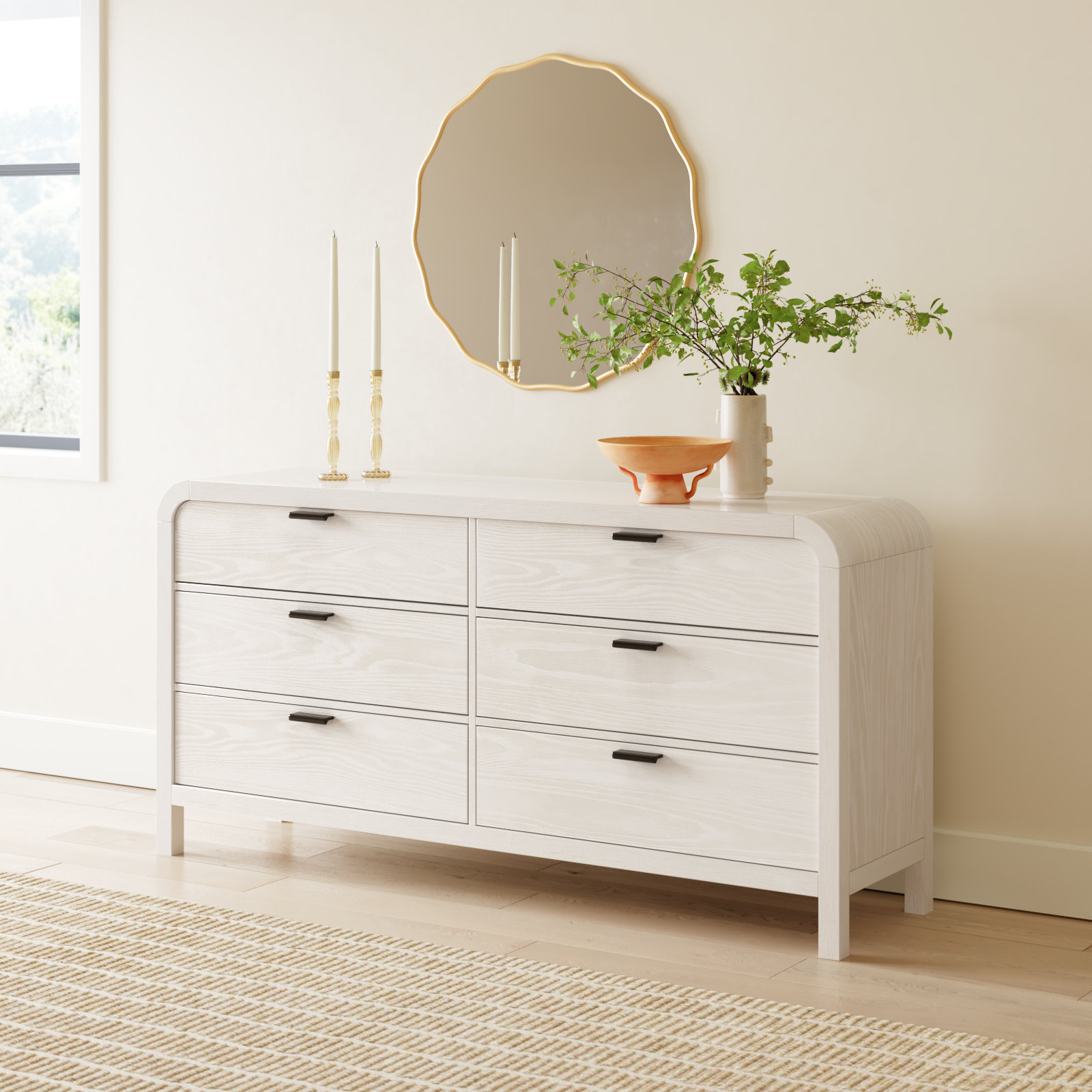 Essie 6 Drawer 68" W Dresser, White
