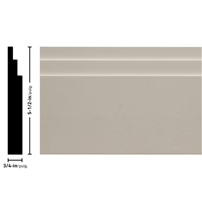 96'' White Primed Wood Baseboard Moulding