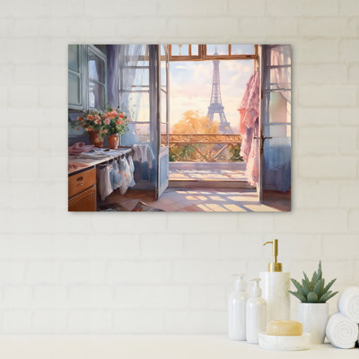 «Utting Laundry Room with A View of The Eiffel Tower I», reproduction sur toile