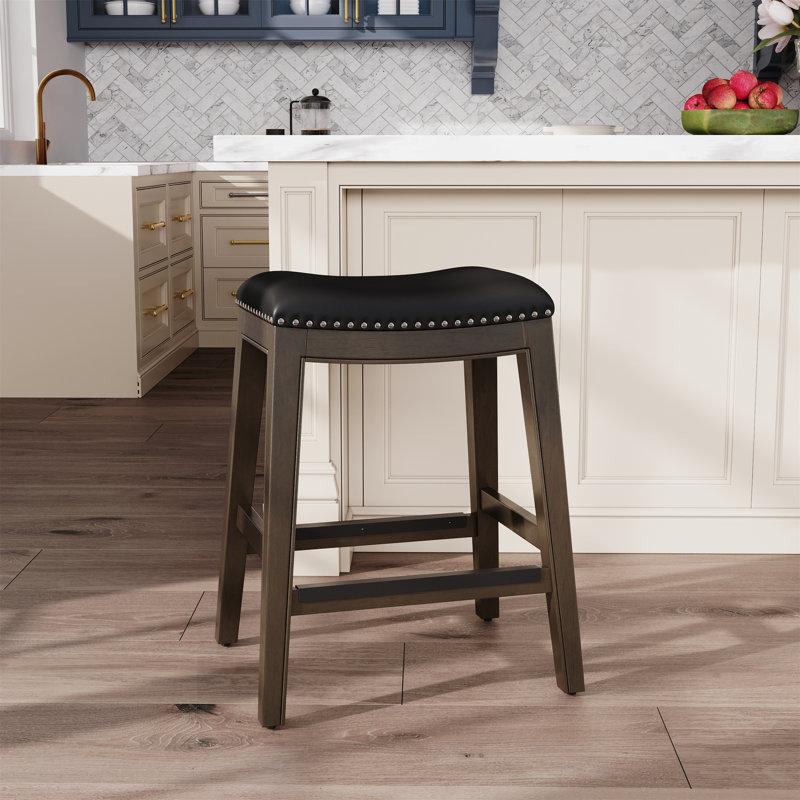 Elowen Bar Stool, Weathered Gray/Black, Bar Stool (32" Seat Height)