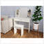 Commode compacte à un tiroir avec miroir réglable et tabouret confortable, parfaite pour les petits espaces et le rangement organisé.