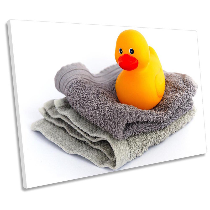 Rubber Duck Towel Bathroom - Wrapped Canvas Print, 40.6cm H x 61cm W x 2cm D