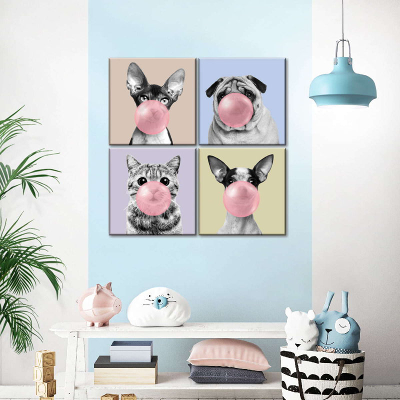 Ensemble de 4 toiles tendues Bubble Gum, H 18 po x l 18 po x P 1 po