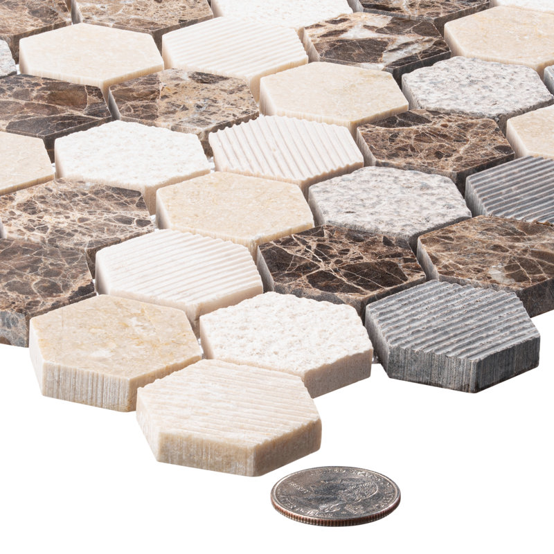 Amarillo 1-in. Honeycomb Patterned Look Honed Natural Stone Wall & Floor Mosaic Tile, Pepper
