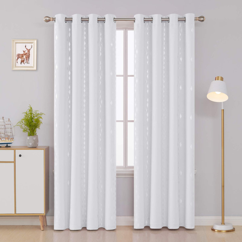 Bedolla Room Darkening Curtain Pair, 51" W x 44"L, Grayish White
