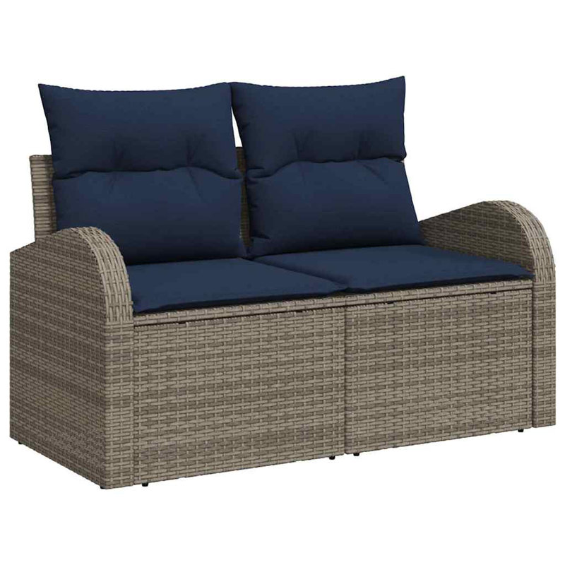 Ensemble de canapé de jardin vidaXL, Coussin bleu marine / structure grise