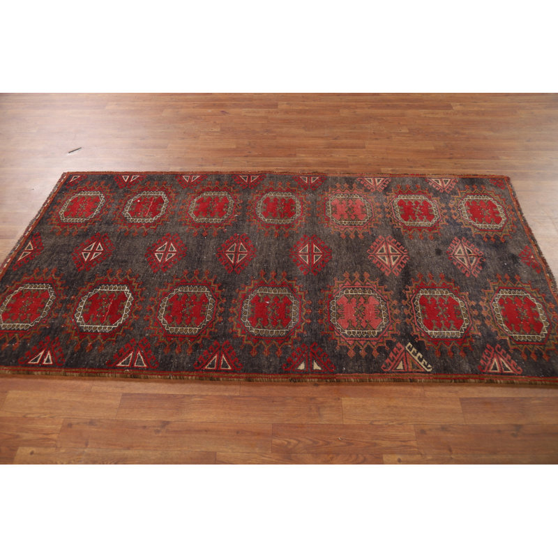 Distressed Wool Geometric   Rug 4x7