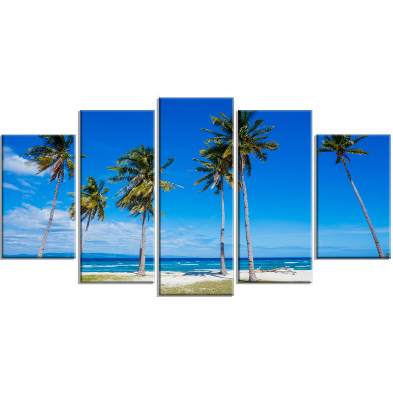 Bright And Clear Tropical Beach - 5 Piece Wrapped Canvas Print