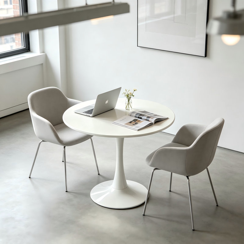 Table de salle à manger ronde 31,5 po blanche, table basse polyvalente pour la cuisine et le salon, Blanc