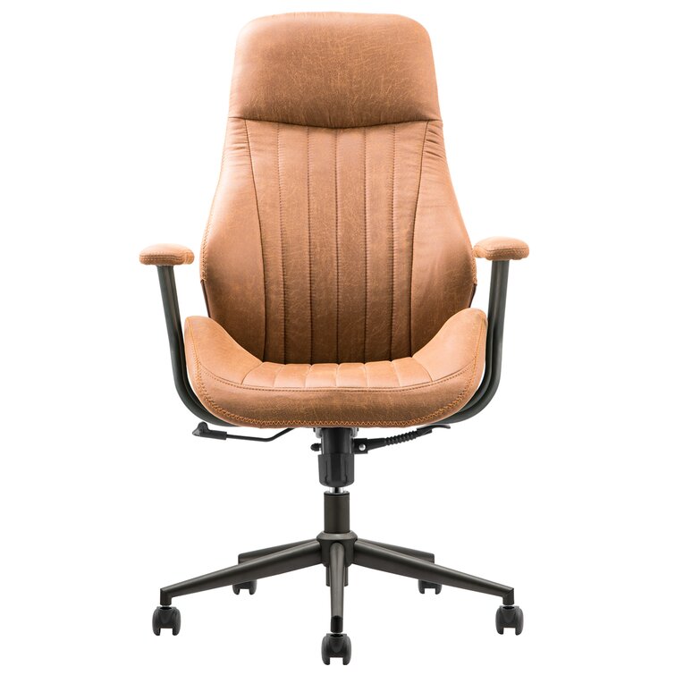 Allwex Magic Brown Suede Fabric Swivel Office Task Chair with Arms