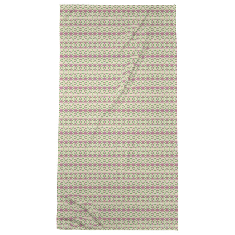 Serviette de bain à losanges géométriques, Jaune / rose / vert