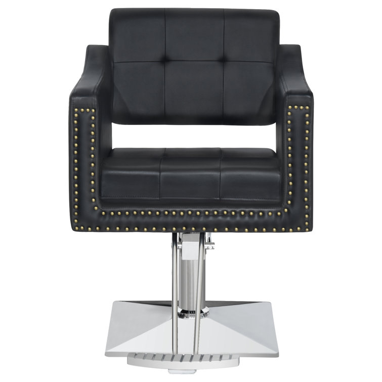 Vintage Hydraulic Salon Chair with Nailhead Trim, Styling Barber Chair