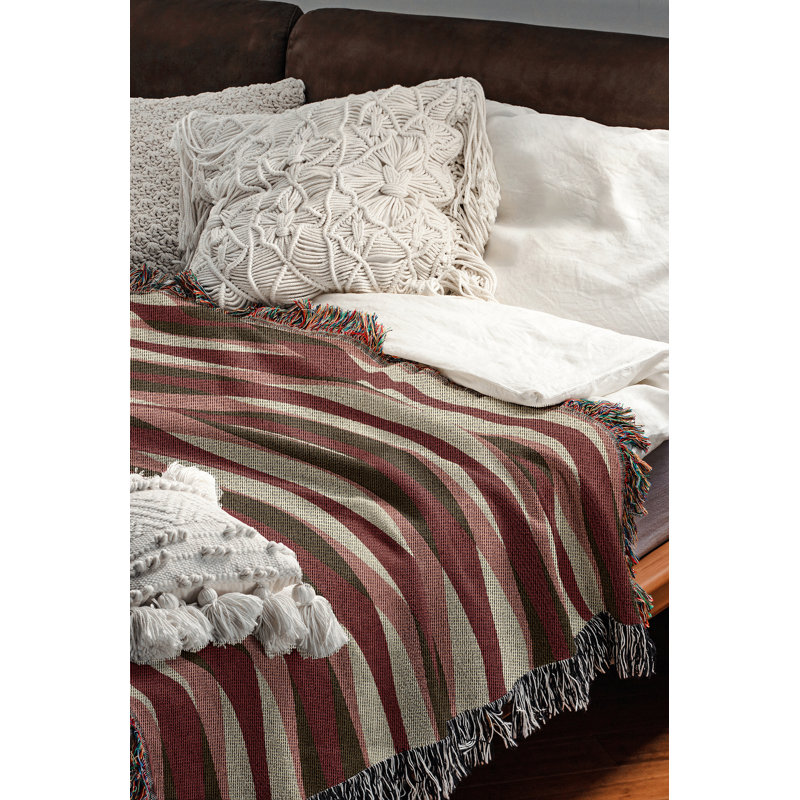 Jeté en mélange de coton Jordyn, Rouge, L 70 po x l 50 po