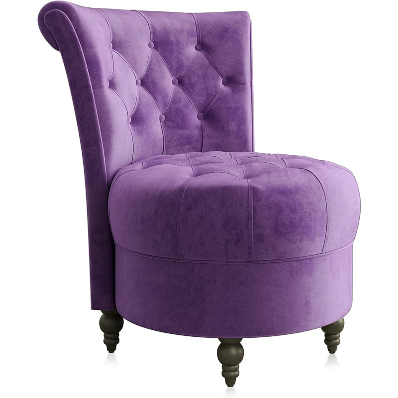 Akeeyla Velvet Barrel Chair, Purple